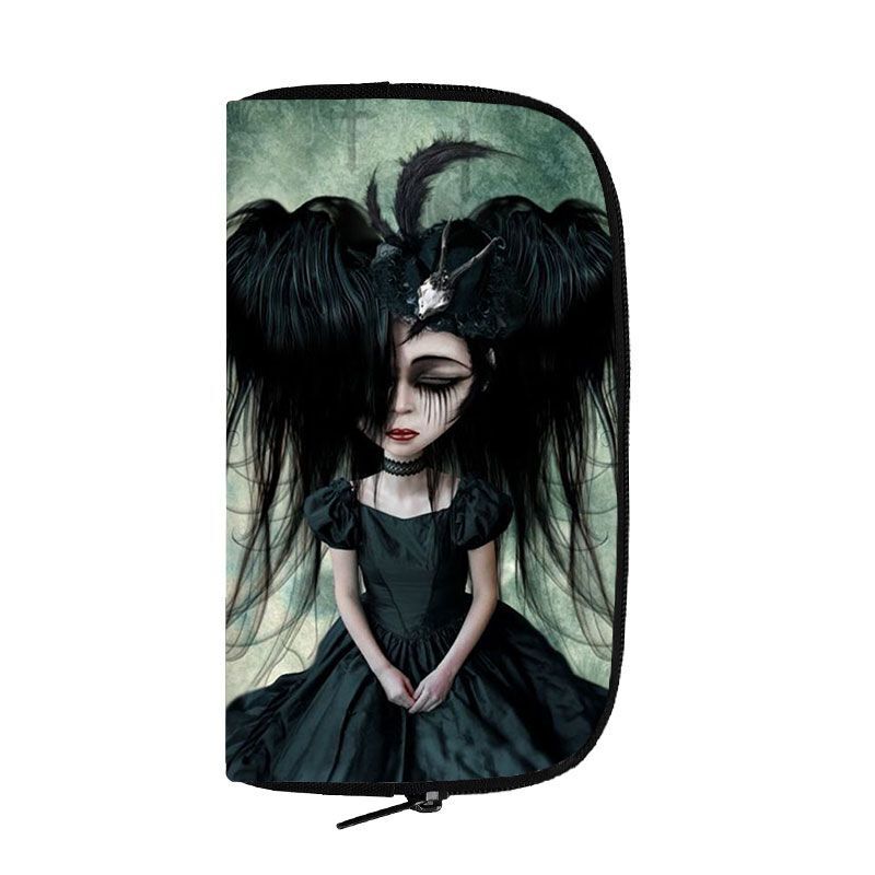 Cartoon Gothic Wallets Cute Purse Clutch Bag Phone Holder Ladies Coin Bags Long