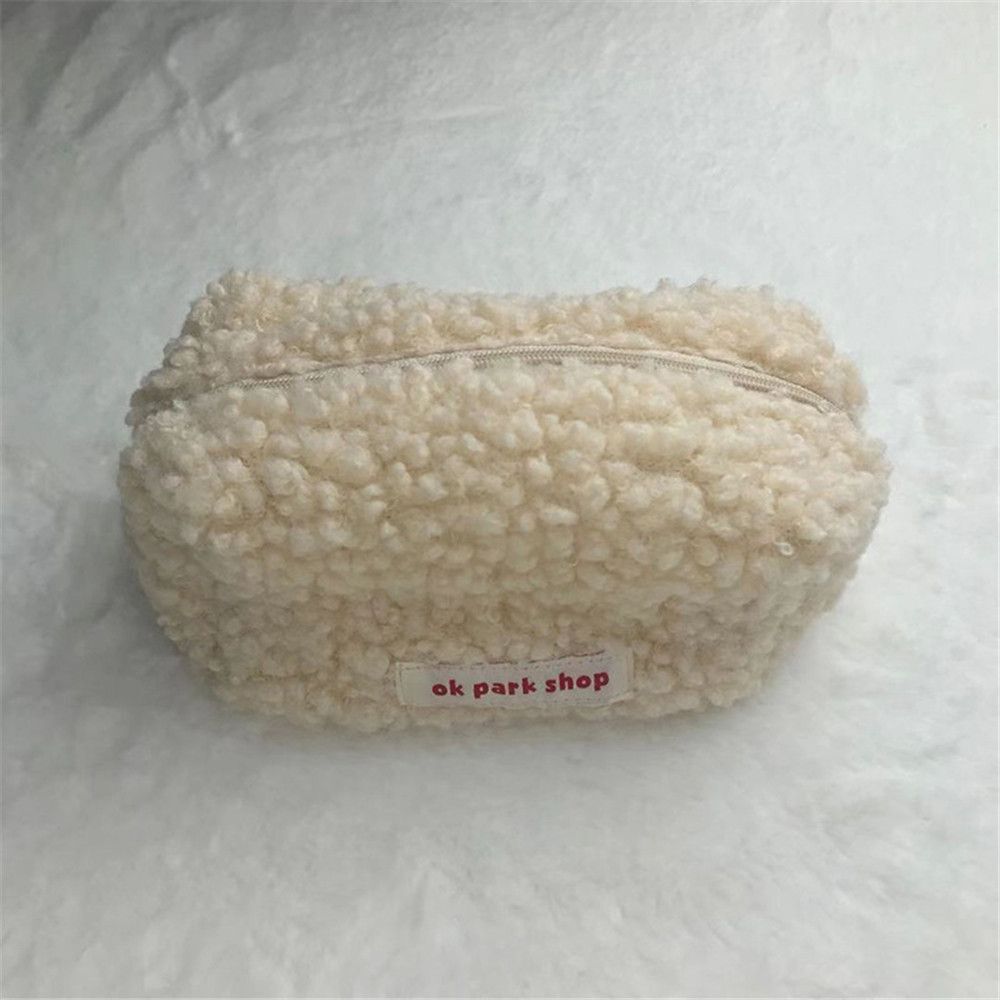 Plush Cosmetic Bag Large Travel Makeup Organizer Toiletry Storage Pouch 18*9*7cm