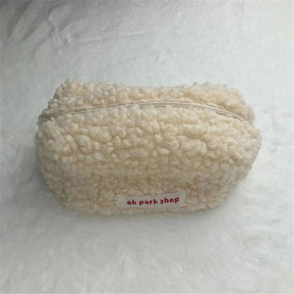 Plush Cosmetic Bag Large Travel Makeup Organizer Toiletry Storage Pouch 18*9*7cm