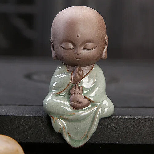 Cute Guanyin Tea Pets Ceramics Buddha Little Monk Boutique Small Home Decor