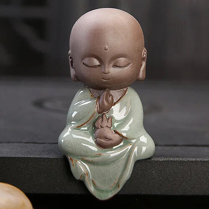 Cute Guanyin Tea Pets Ceramics Buddha Little Monk Boutique Small Home Decor