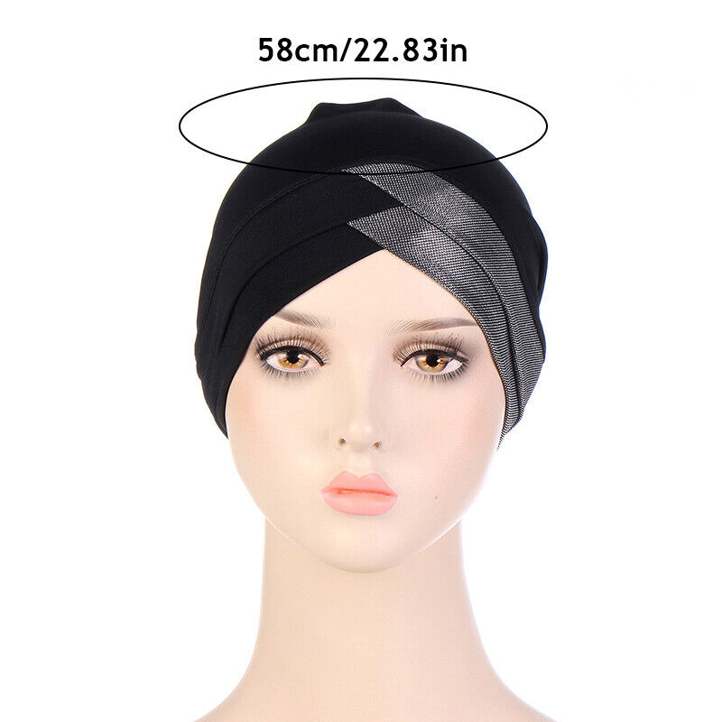 Women Stretch Forehead Cross Indian Hat Turban Hat Bottoming Hat Inner Hijab Cap