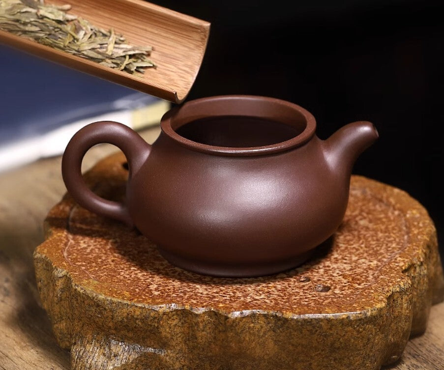 260cc chinese Yixing Handmade Zisha Purple clay Teapot Pan Hu Tea Pot