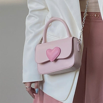 Pink Heart Small Square Shoulder Bag Tote Purse Handbags Chain Messenger Bag 1PC