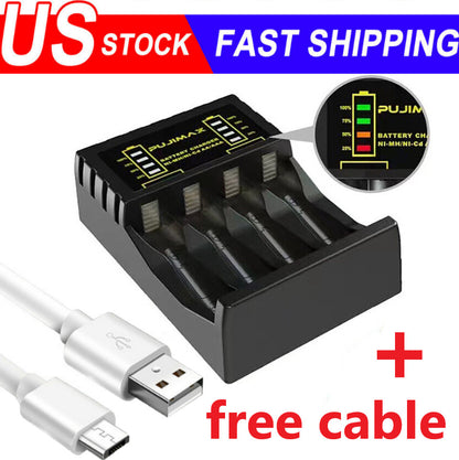 Intelligent Battery Charger 4 Slot For AA AAA NI-CD NI-MH Rechargeable Batteries