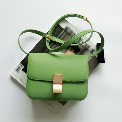 Real Leather Small Flap Box Square Clutch Shoulder Bag Purse Crossbody Trunk