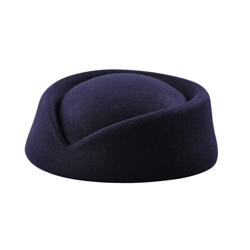 Women Wool Felt Beret Hat Teardrop Fancy Stewardess Air Hostesses Dress Hat