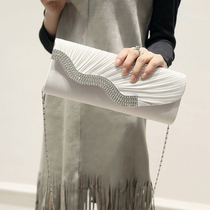 Rhinestone Evening Bag Fashion Purse Envelope Chain Clutch Handbags 27*10*5 CM