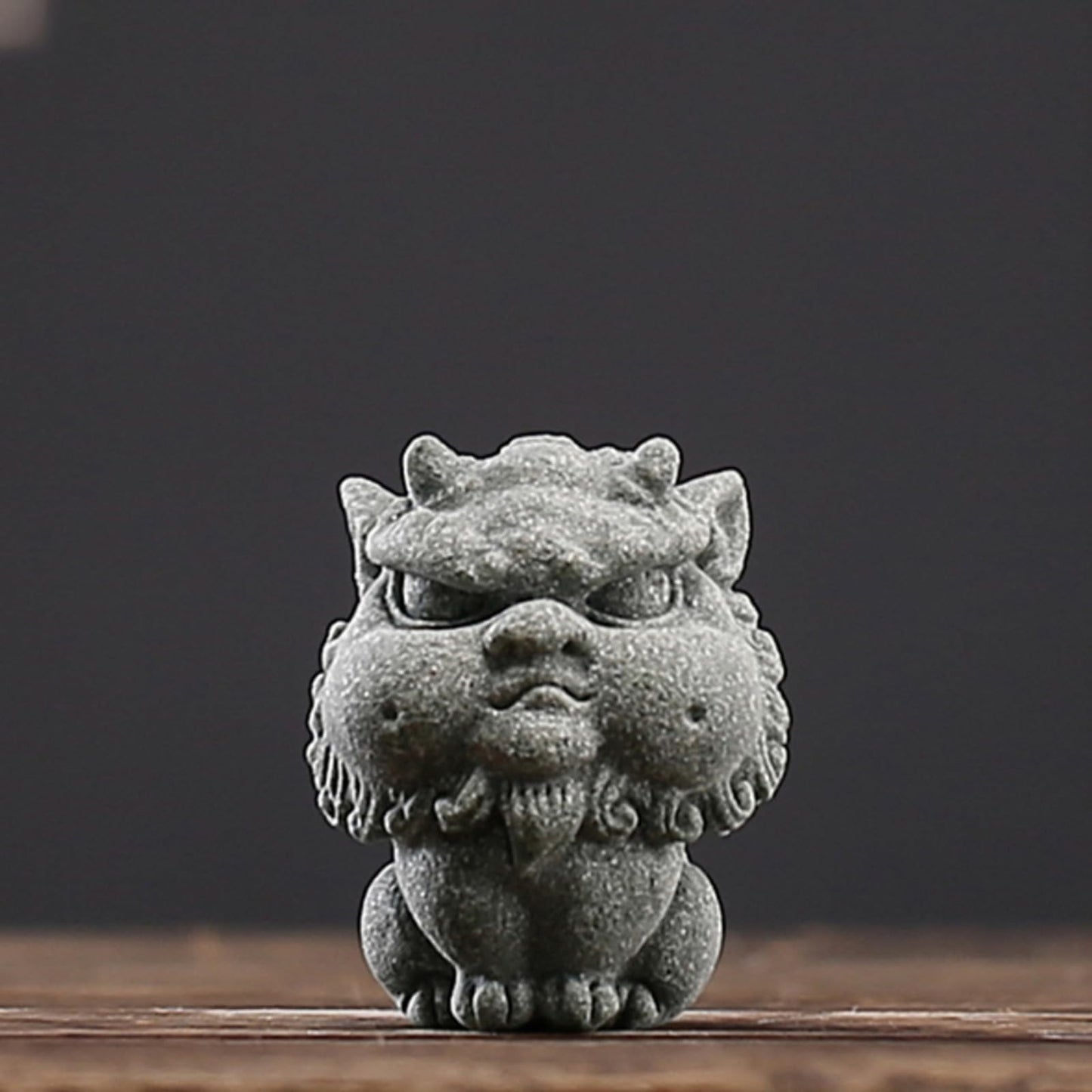 Green Sandstone Little Kylin Tea Pet Ornament 5.8cm 2.3in Kung Fu Tea Tray Decor