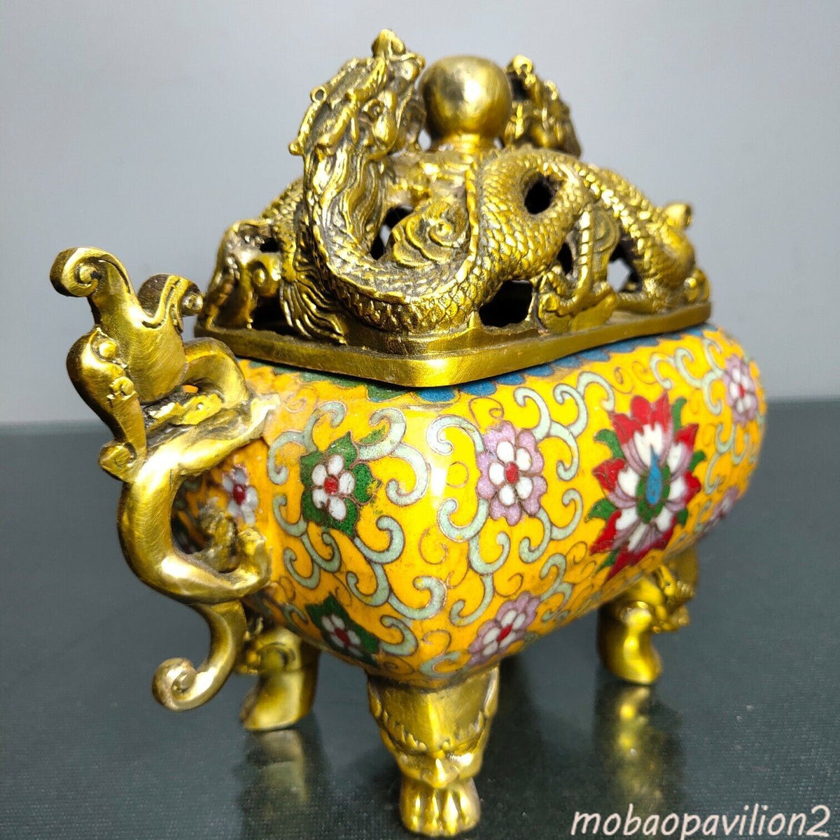 Chinese Copper Cloisonne Enamel Handmade Exquisite Incense Burner