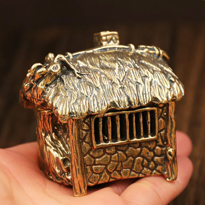 Brass "House Shaped" Cone Incense Burners Holder Home Office Desktop buddha