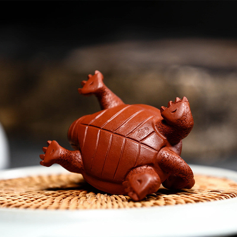 Dragon Turtle Statue Tea Pet Tea Play Chinese Yixing Purple Clay Handmade Mascot
