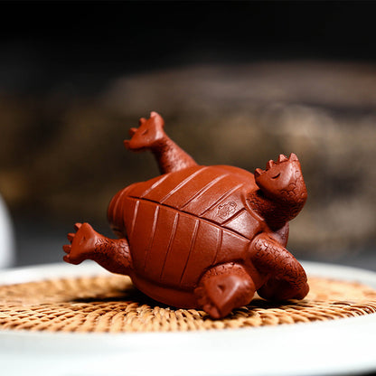 Dragon Turtle Statue Tea Pet Tea Play Chinese Yixing Purple Clay Handmade Mascot