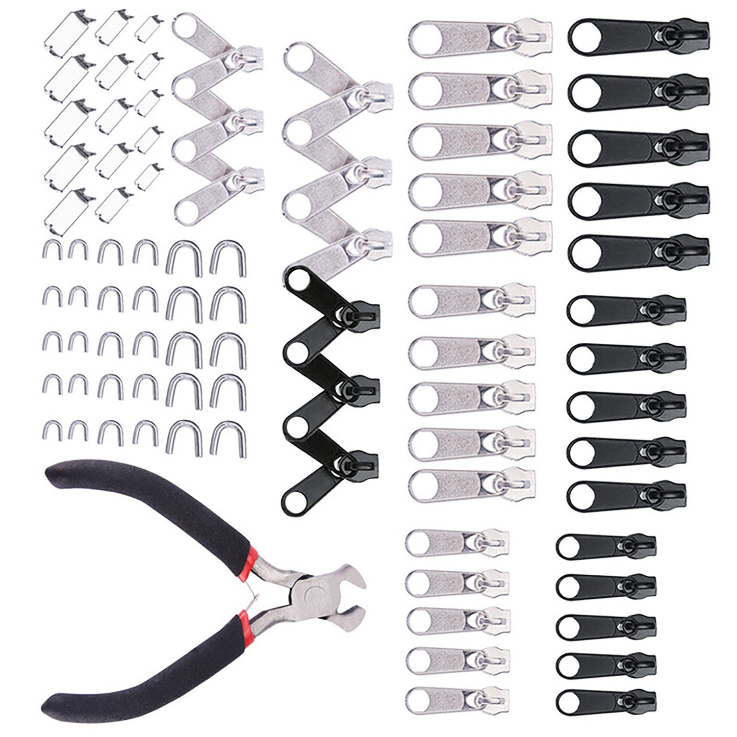 New 85Pcs Zinc Alloy Tent Jeans Bag Fix Zipper Zip Slider Repair Instant DIY Set