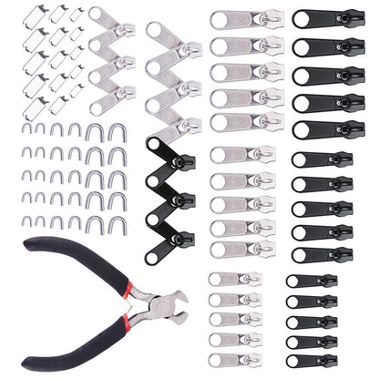 New 85Pcs Zinc Alloy Tent Jeans Bag Fix Zipper Zip Slider Repair Instant DIY Set