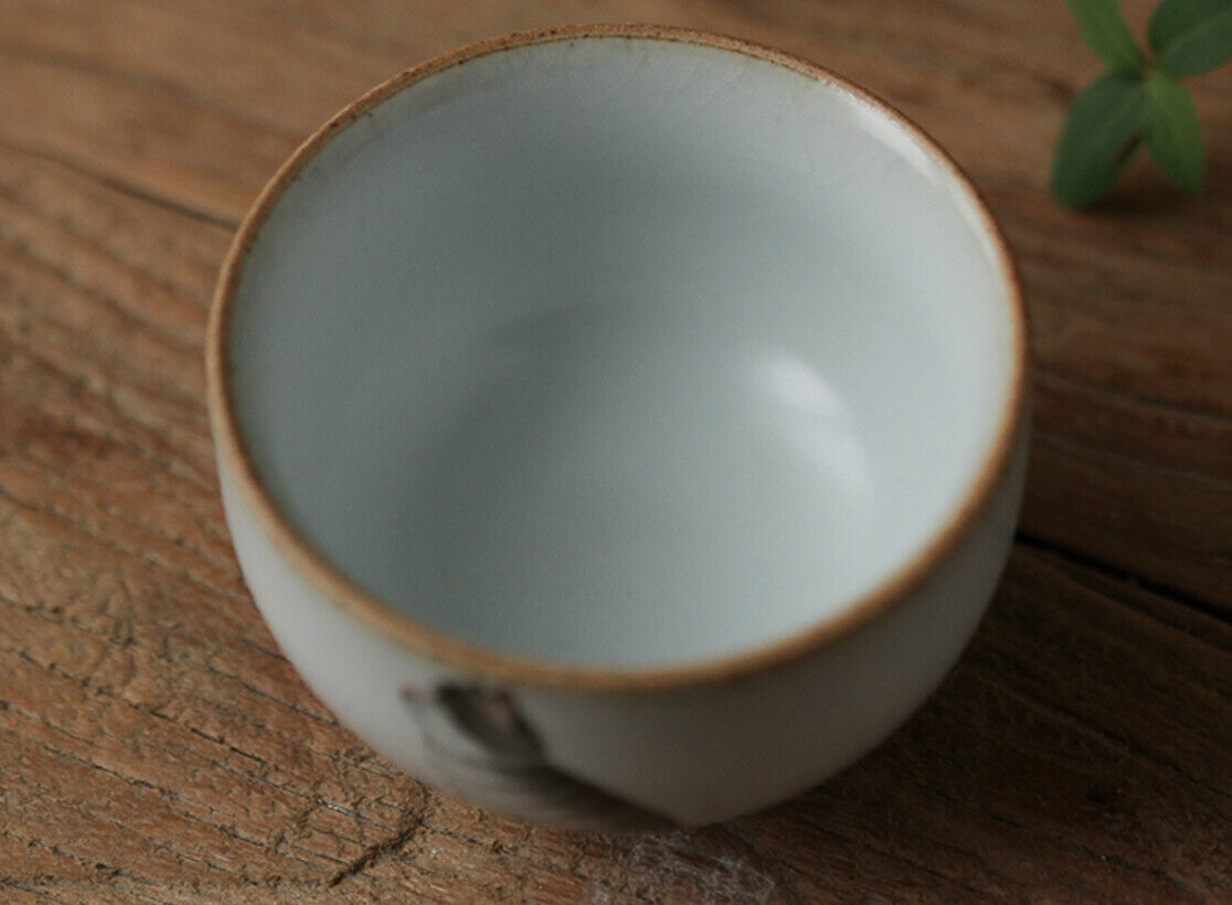 100cc Chinese Song Dynasty Antique Master Teacup Lu Yao Cat Ceramic Cup-