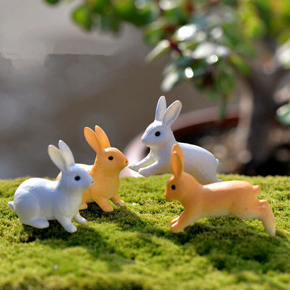 Mini 3pcs Rabbits Miniatures Fairy Garden Ornament Decoration DIY Dollhouse Lawn