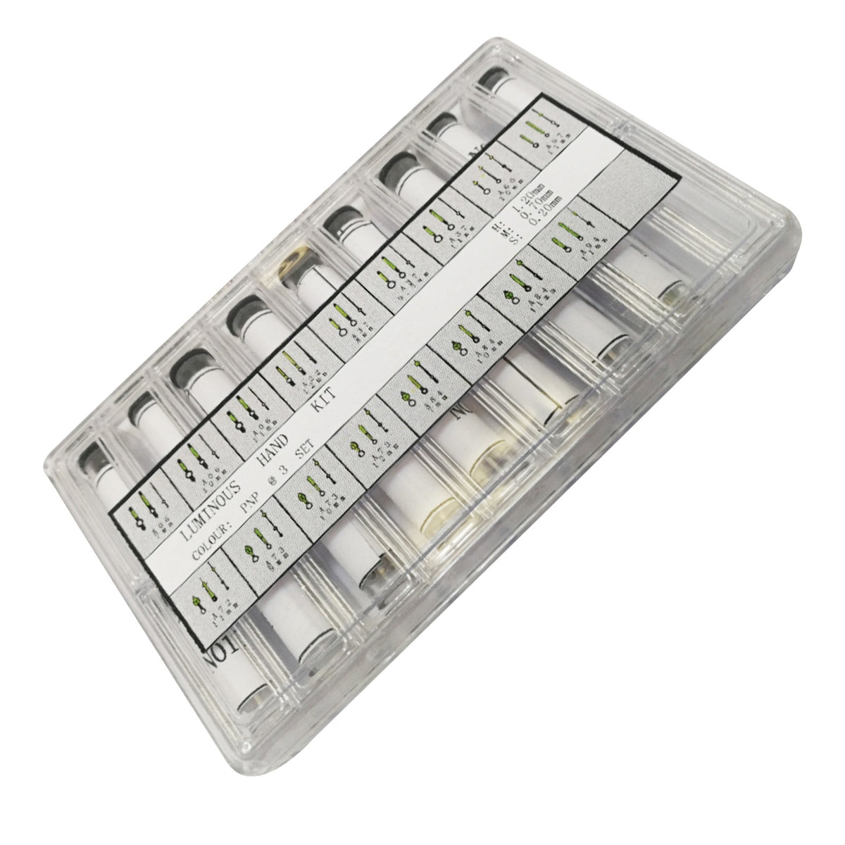 Luminous Style Watch Hands Sizes Minute .70 Hour 1.20 And Sweep Second .20mm