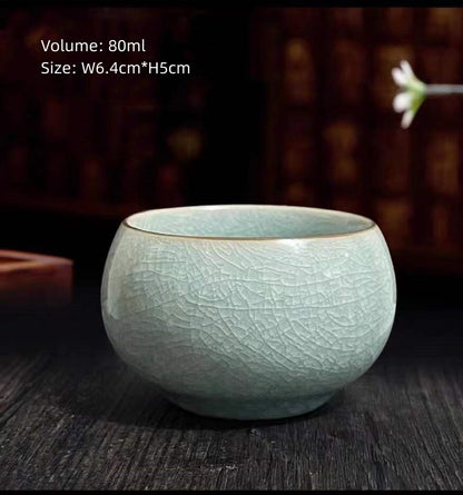 One Cup Porcelain Crackle Glaze Tea Cup Chinese Kungfu Cup Celadon Ceramic Cups