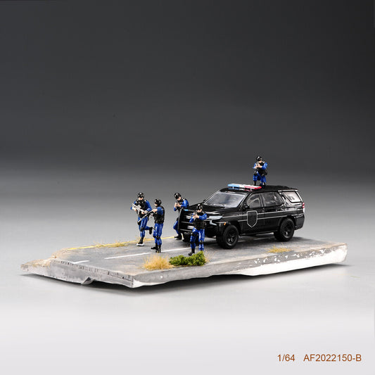 1:64 Scale Explosion-proof Special Police Five Man Team Model Resin Figures