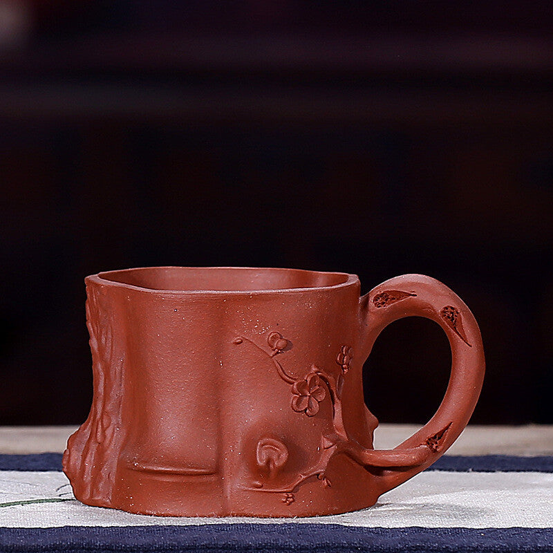 one cup 80ml true yixing zisha purple clay marked tea cup with handle handmade