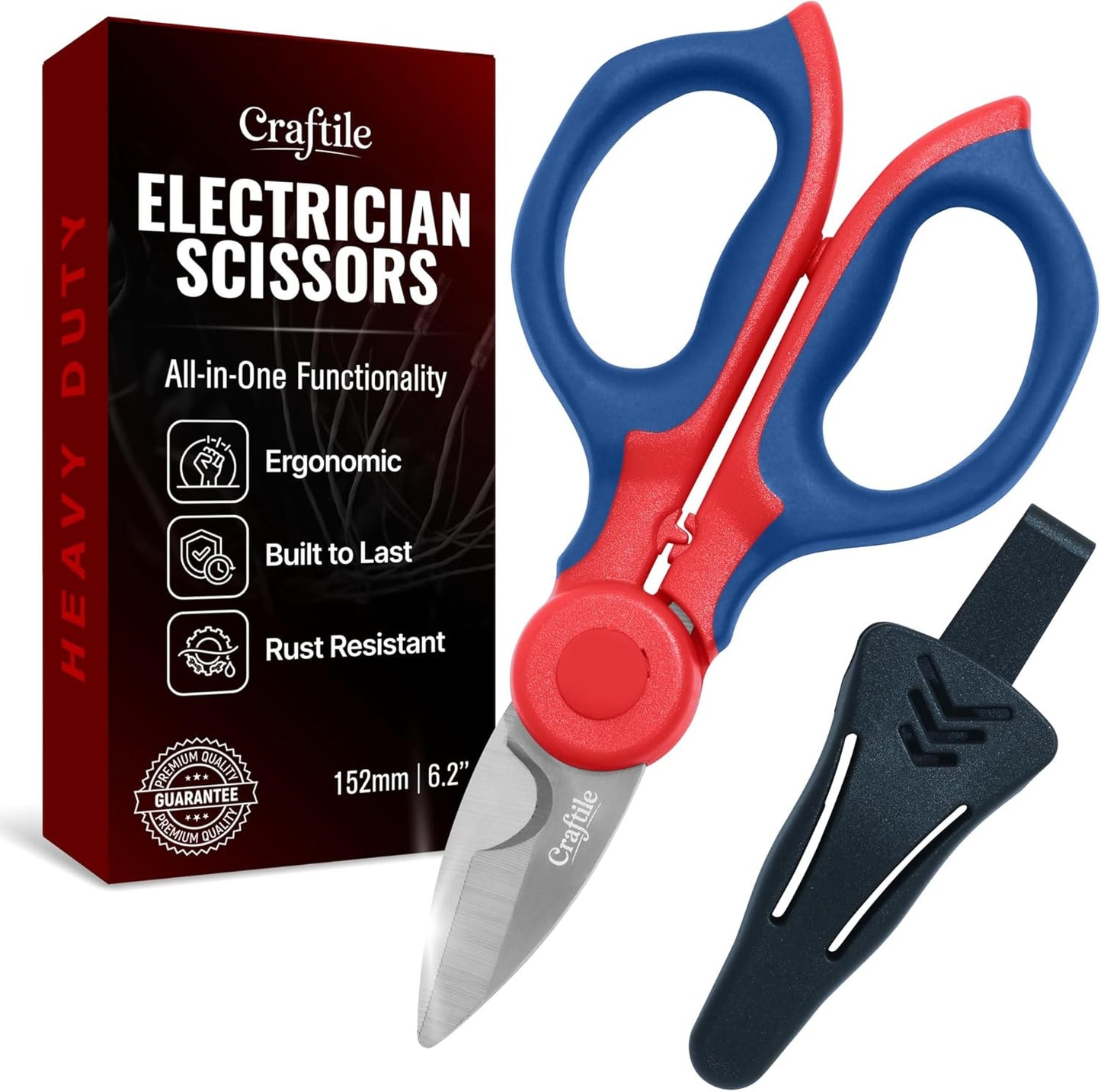 6-Inch Electrician Scissors – Heavy Duty Stainless Steel Electrical Scissor with