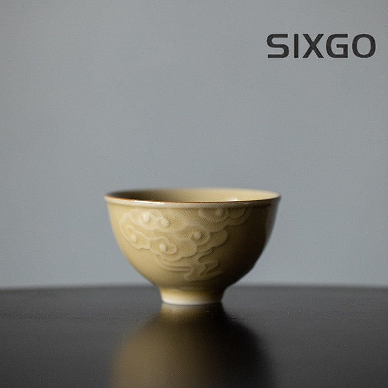 Jingdezhen Xiangyun TeaCup Handmade Embossed Master Cup Porcelain KungFu Tea Set