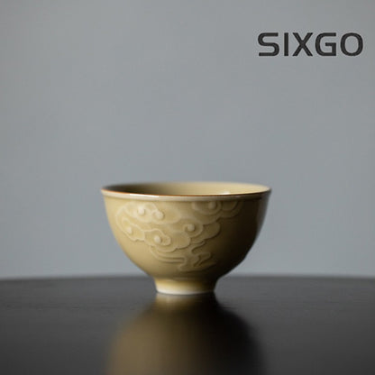 Jingdezhen Xiangyun TeaCup Handmade Embossed Master Cup Porcelain KungFu Tea Set