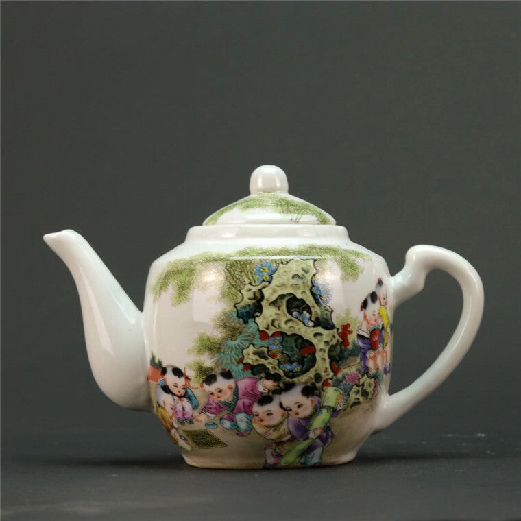 Jingdezhen Pink Character Child Picture Tea Pot