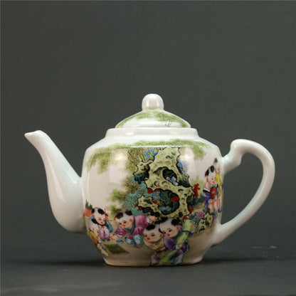 Jingdezhen Pink Character Child Picture Tea Pot