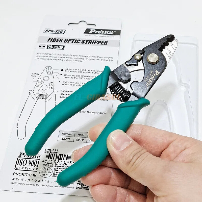 Fiber Optic Stripper Prokit 8PK-326 Clamp Fiber Stripping Pliers Tri-hole Fiber