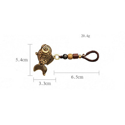 Brass Metal Luck Animal Lanyard Key Chains Copper Fish Keychain Pendant Vintage