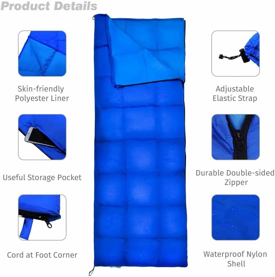 Camping Sleeping Bag Duck Down Waterproof Compression Pack Winter Tourism Adults