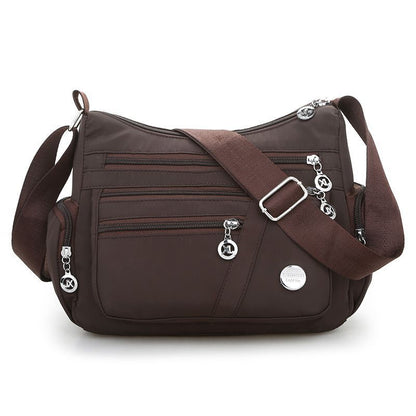 Lightweight Shoulder Bag Messenger Purse Zippers Waterproof Oxford Crossbody Bag