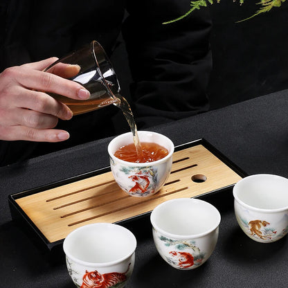 Jade Ceramic Tea Cup Zodiac Tiger Tea Cup Master Cup White Porcelain Tea Set