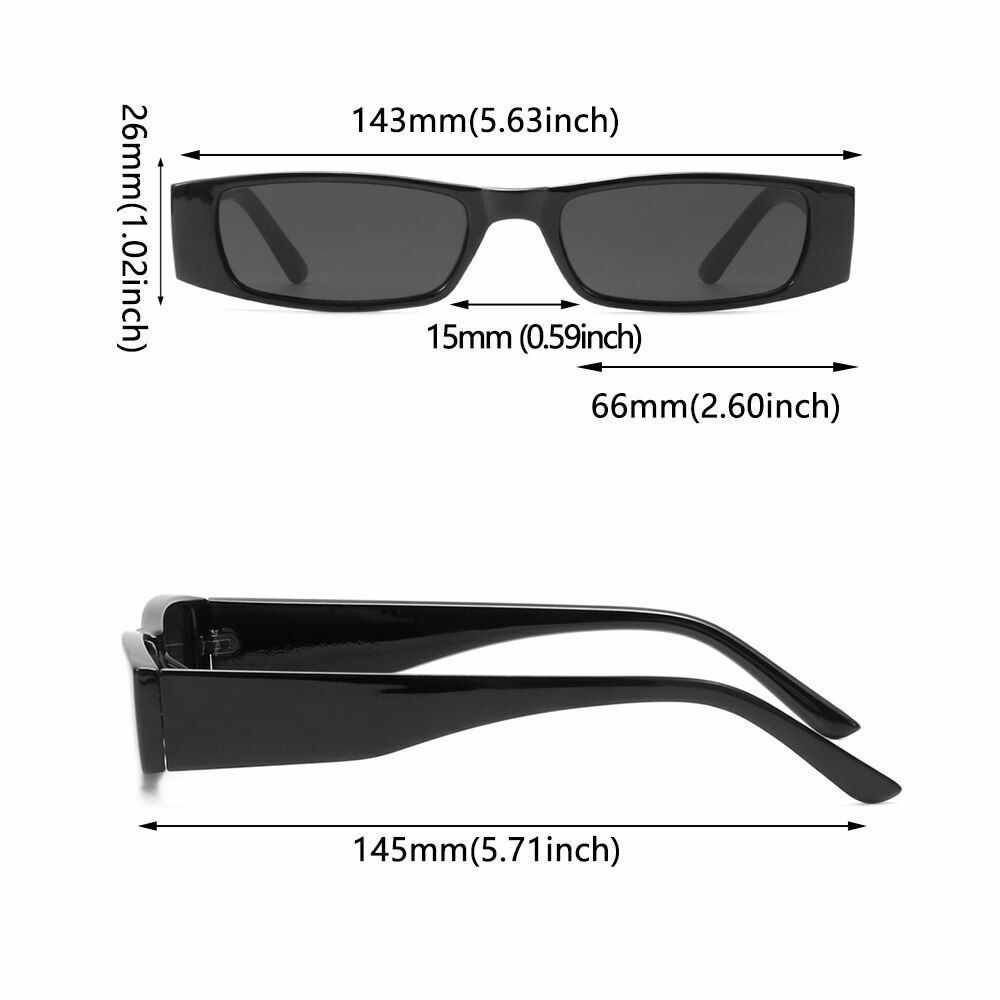 Sunglasses Vintage Retro Small Frame Rectangle Square Narrow Eyewear UV400 26MM