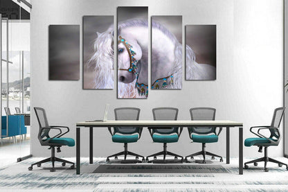 Animals Horse Painting 5 Pieces Canvas Print Wall Art Picture Poster Home Decor