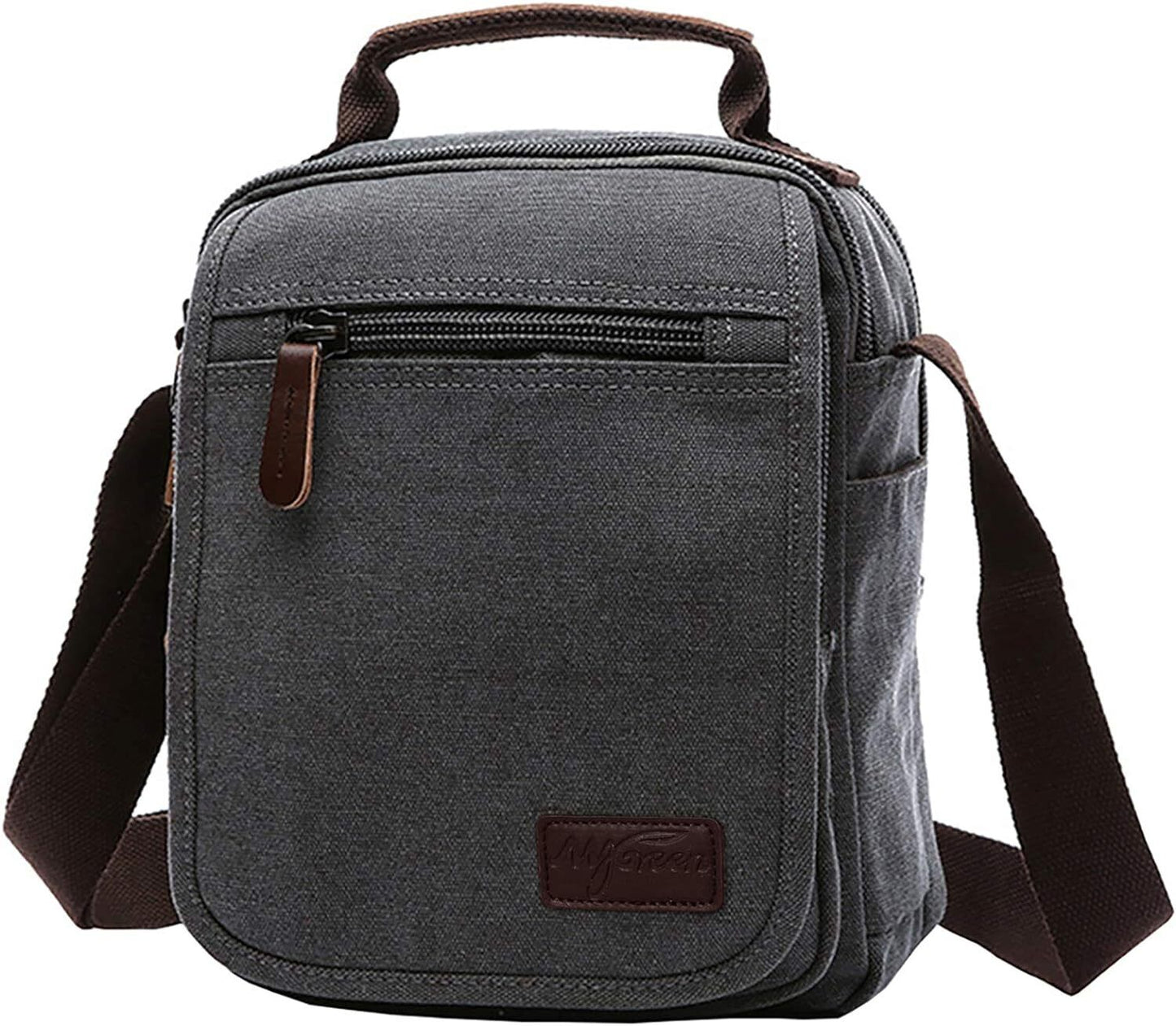 mygreen Small Canvas Crossbody Shoulder Bag Messenger Work Small, Gray