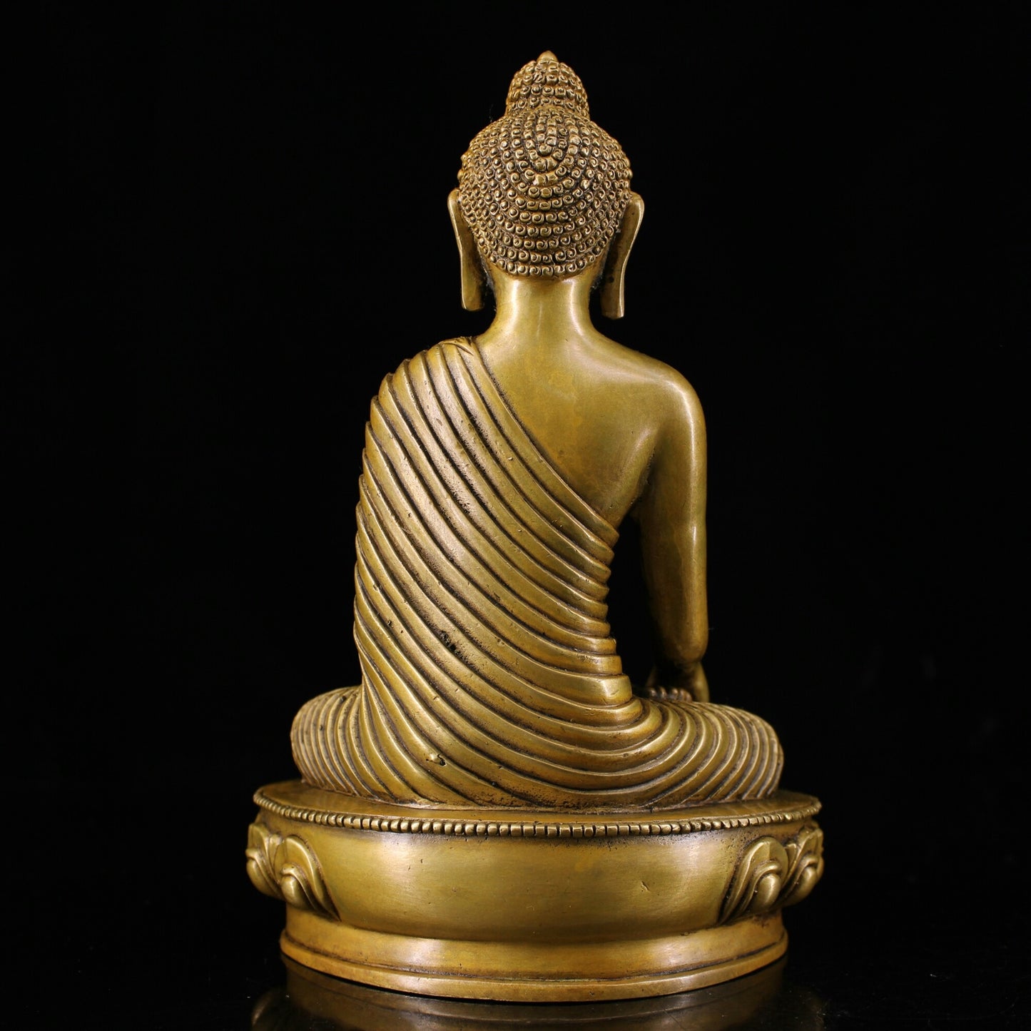 7.5" Buddhism Sakyamuni Buddha Statue Collect Chinese Brass Inlay Gem