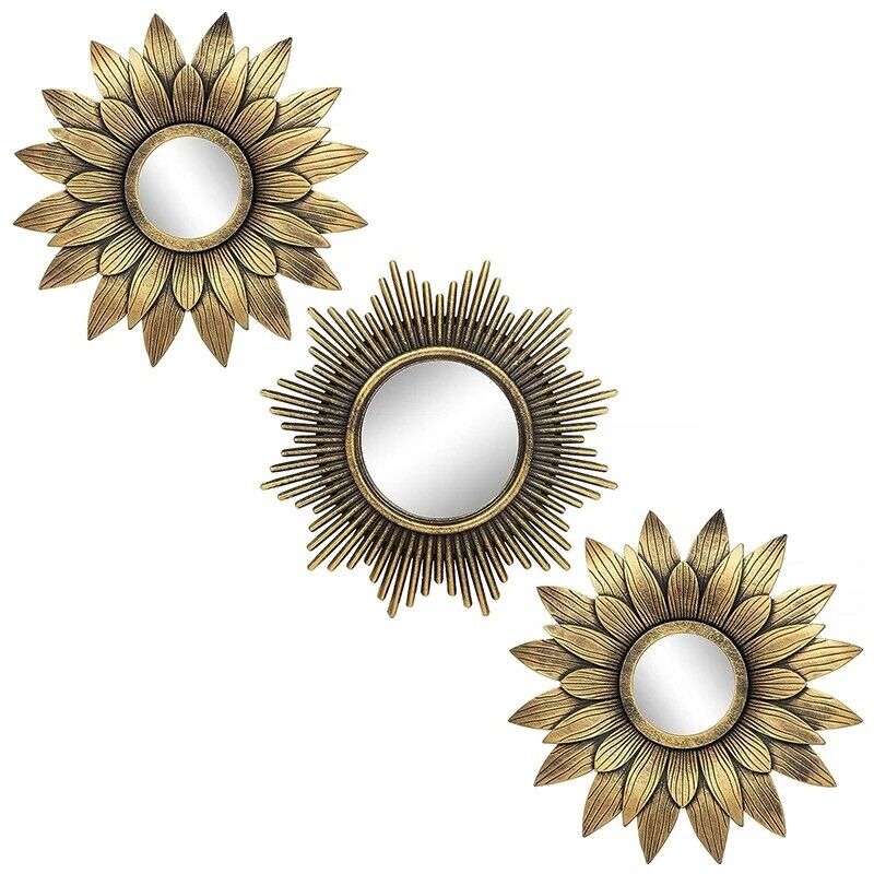 Hanging Ornaments 3Pcs INS Nordic Sunflower Mirrors Bathroom Home Art Craft 25cm