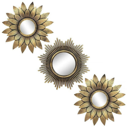 Hanging Ornaments 3Pcs INS Nordic Sunflower Mirrors Bathroom Home Art Craft 25cm