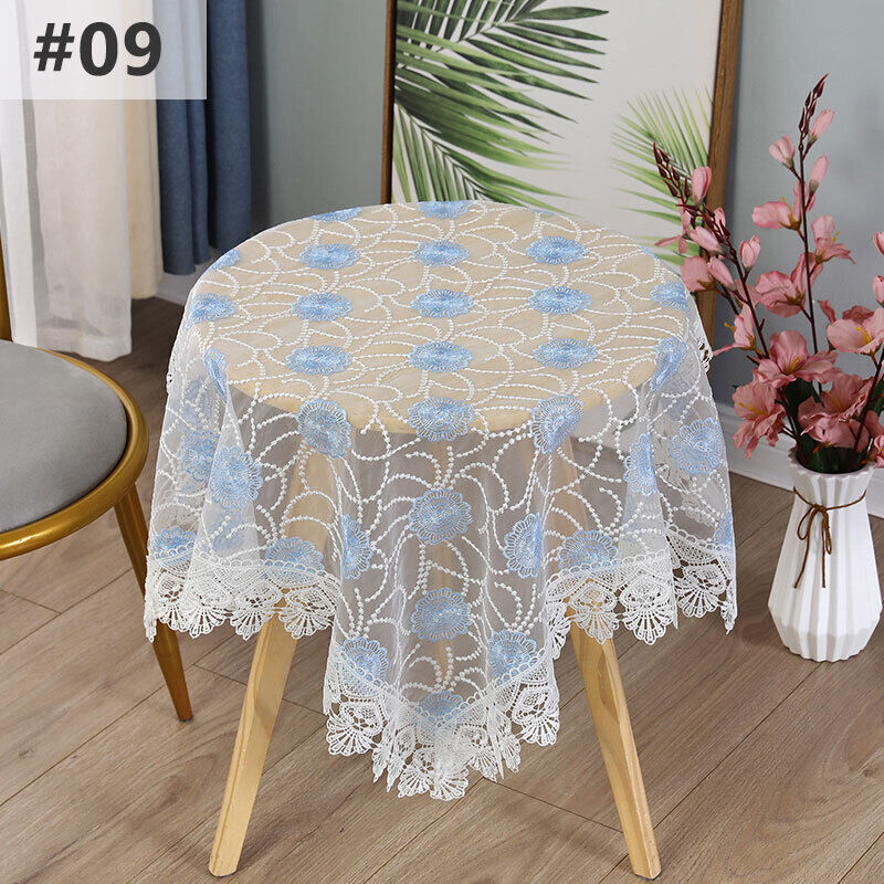 Lace Floral Embroidered Tablecloth European Style Tea Table Dust-Proof Covers