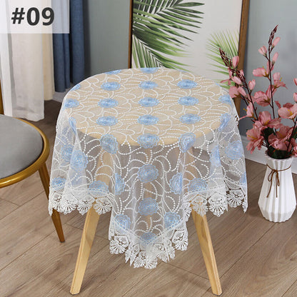 Lace Floral Embroidered Tablecloth European Style Tea Table Dust-Proof Covers
