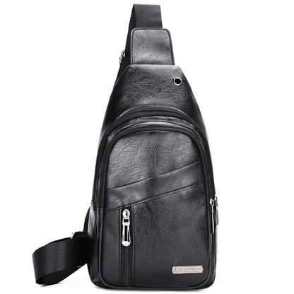 Leather Sling Bag for Men Chest Shoulder Crossbody Hiking Backpack Daypack Gifts