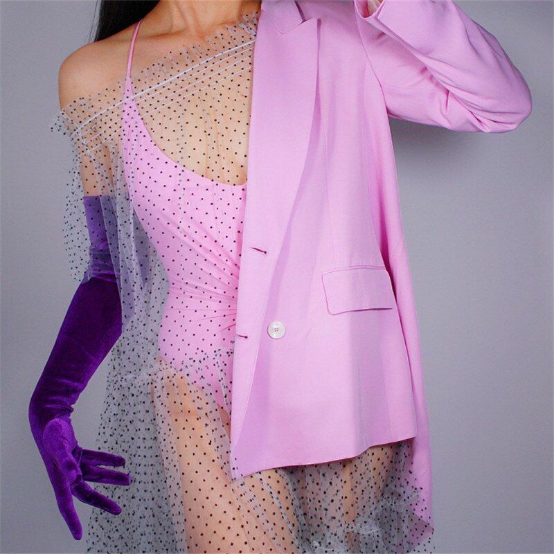 Fashion Velvet Gloves 22/40/50/60/70cm Long Opera Women Elastic Touchscreen Mitt