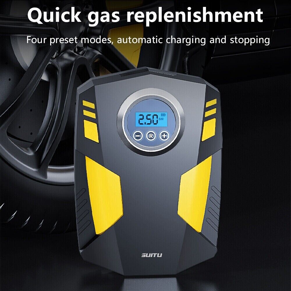 12V Auto STOP Air Inflator Car Tire Pump Compressor Electric Portable DC 150 PSI