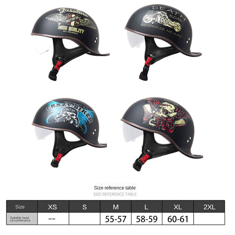 Fashion Helmet Retro Lightweight Open Face Motorcycle Helmet with Internal Visor