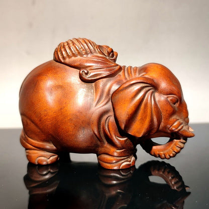 Home decoration bat elephant wooden statue decor living wall wood carved wealth