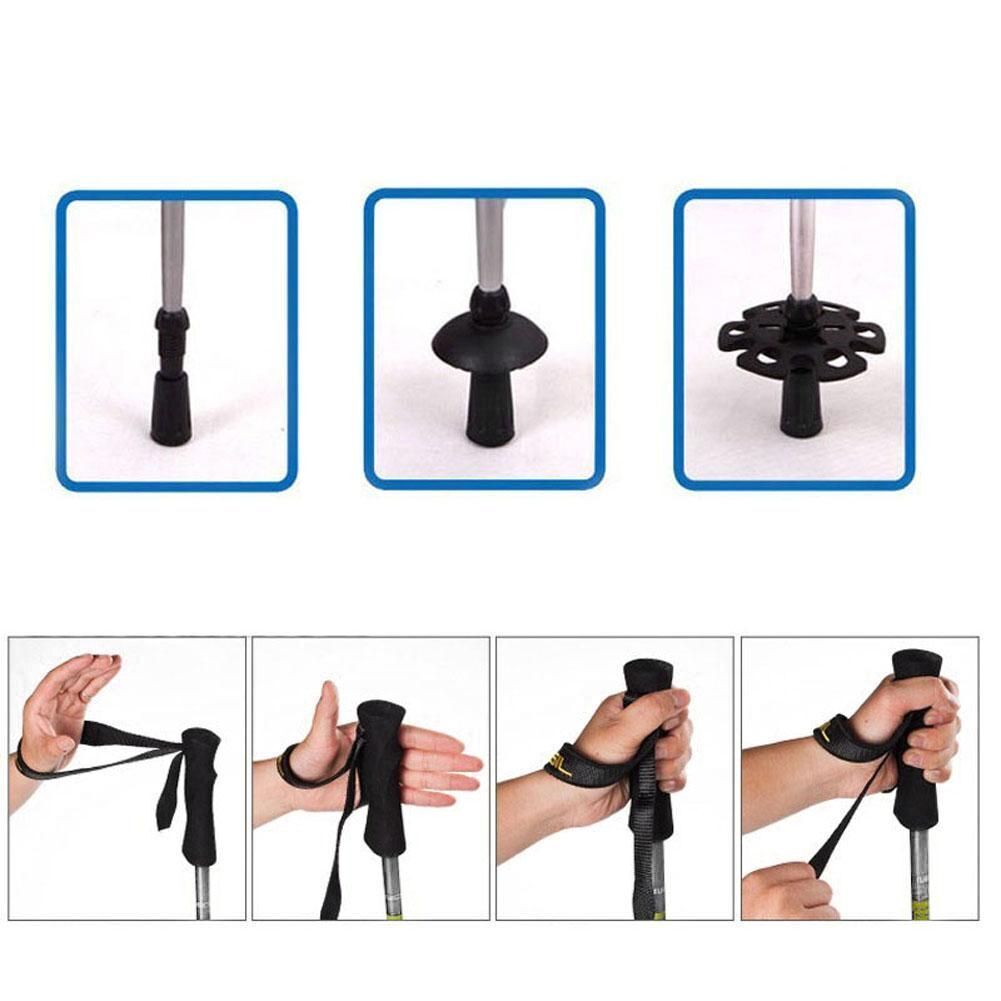 Outdoor Camping Hiking Trekking 4-section Adjustable Canes Folding Walking Poles