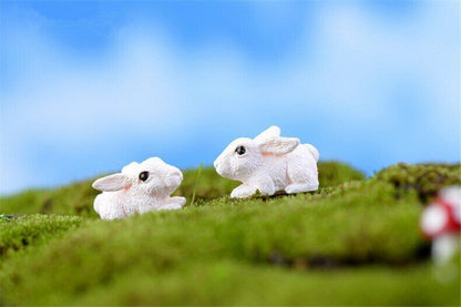 Moss Micro Landscape Deco Mini 10pcs Little White Rabbit Decoration Supplies
